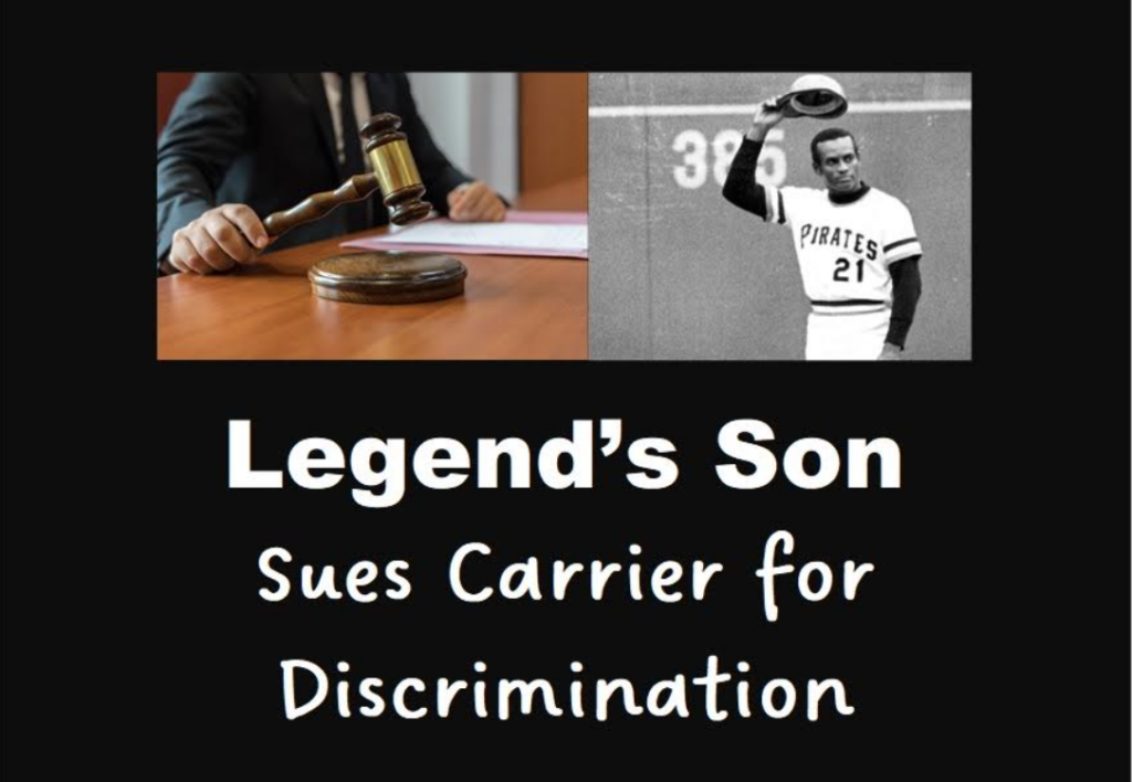 legend's son sues carrier for discrimination